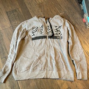 Victoria’s Secret PINK hoodie jacket - leopard print and grey - L